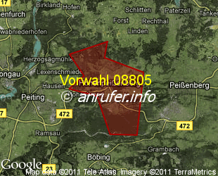 Vorwahlkarte 08805 – Hohenpeissenberg
