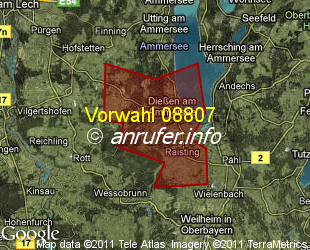 Vorwahlkarte 08807 – Dießen a Ammersee