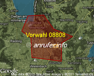 Vorwahlkarte 08808 – Pähl