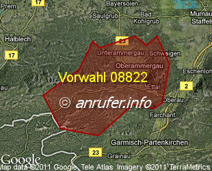 Vorwahlkarte 08822 – Oberammergau