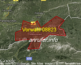 Vorwahlkarte 08823 – Mittenwald