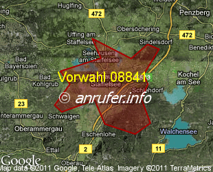 Vorwahlkarte 08841 – Murnau a Staffelsee