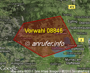 Vorwahlkarte 08846 – Uffing a Staffelsee