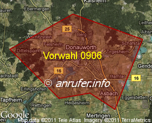 Vorwahlkarte 0906 – Donauwörth