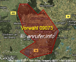 Vorwahlkarte 09073 – Gundelfingen a d Donau