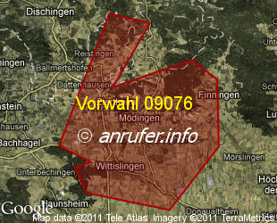 Vorwahlkarte 09076 – Wittislingen
