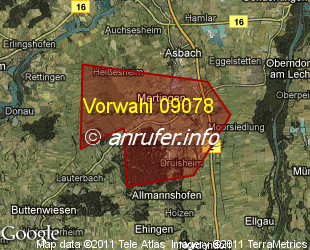 Vorwahlkarte 09078 – Mertingen