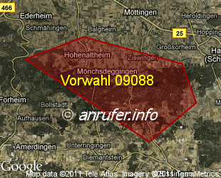 Vorwahlkarte 09088 – Mönchsdeggingen