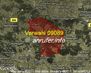 Vorwahlkarte 09089 – Bissingen-Unterringingen