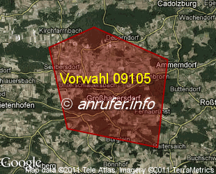 Vorwahlkarte 09105 – Grosshabersdorf