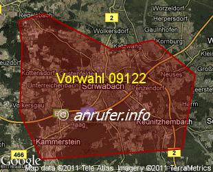 Vorwahlkarte 09122 – Schwabach
