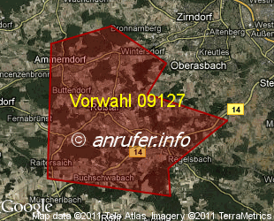 Vorwahlkarte 09127 – Rosstal Mittelfr