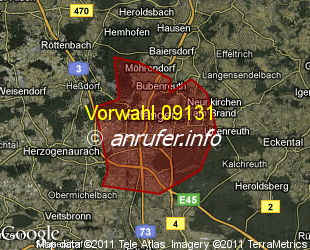 Vorwahlkarte 09131 – Erlangen