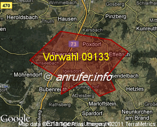 Vorwahlkarte 09133 – Baiersdorf Mittelfr