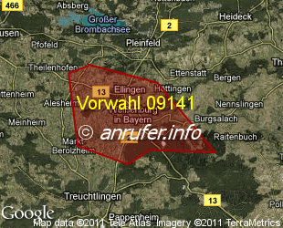 Vorwahlkarte 09141 – Weißenburg i Bay