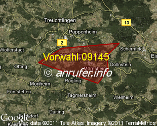 Vorwahlkarte 09145 – Solnhofen