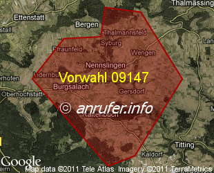 Vorwahlkarte 09147 – Nennslingen