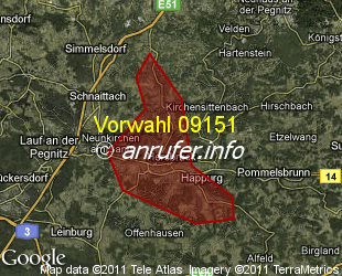 Vorwahlkarte 09151 – Hersbruck