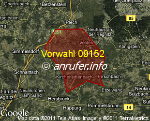 Vorwahlkarte 09152 – Hartenstein Mittelfr