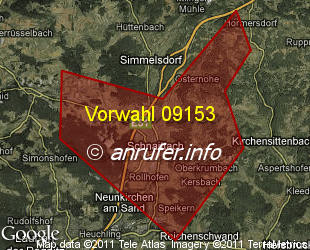 Vorwahlkarte 09153 – Schnaittach