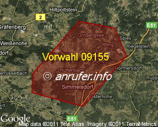 Vorwahlkarte 09155 – Simmelsdorf