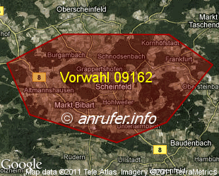 Vorwahlkarte 09162 – Scheinfeld