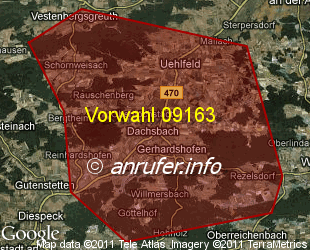 Vorwahlkarte 09163 – Dachsbach