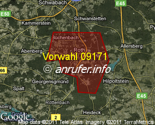 Vorwahlkarte 09171 – Roth Mittelfr