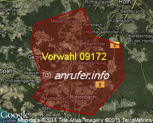 Vorwahlkarte 09172 – Georgensgmünd