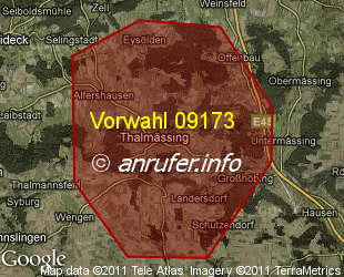 Vorwahlkarte 09173 – Thalmässing