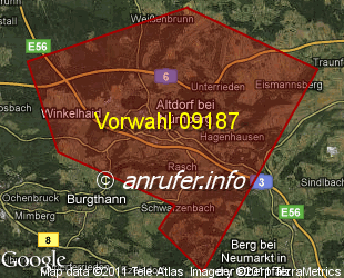 Vorwahlkarte 09187 – Altdorf b Nürnberg