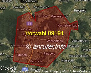 Vorwahlkarte 09191 – Forchheim Oberfr