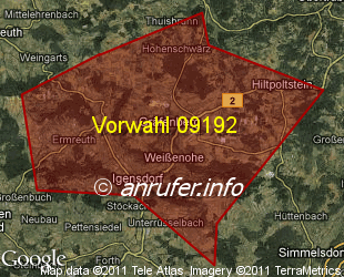 Vorwahlkarte 09192 – Gräfenberg