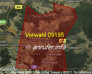 Vorwahlkarte 09195 – Adelsdorf Mittelfr