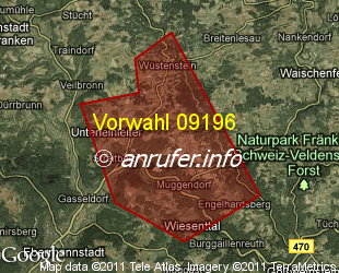 Vorwahlkarte 09196 – Wiesenttal
