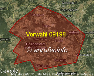 Vorwahlkarte 09198 – Heiligenstadt i Ofr
