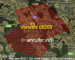 Vorwahlkarte 09203 – Neudrossenfeld