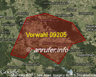 Vorwahlkarte 09205 – Vorbach