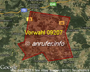 Vorwahlkarte 09207 – Königsfeld Oberfr