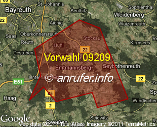 Vorwahlkarte 09209 – Emtmannsberg