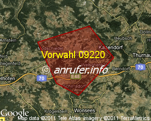 Vorwahlkarte 09220 – Kasendorf-Azendorf