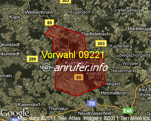 Vorwahlkarte 09221 – Kulmbach