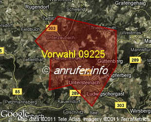 Vorwahlkarte 09225 – Stadtsteinach