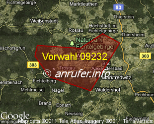 Vorwahlkarte 09232 – Wunsiedel