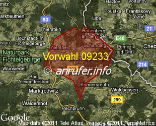 Vorwahlkarte 09233 – Arzberg Oberfr