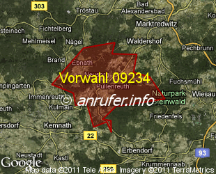 Vorwahlkarte 09234 – Neusorg