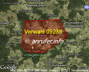 Vorwahlkarte 09238 – Röslau