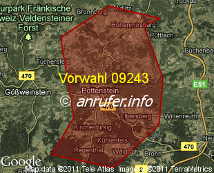 Vorwahlkarte 09243 – Pottenstein