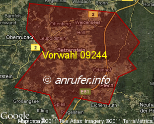 Vorwahlkarte 09244 – Betzenstein