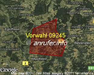 Vorwahlkarte 09245 – Obertrubach